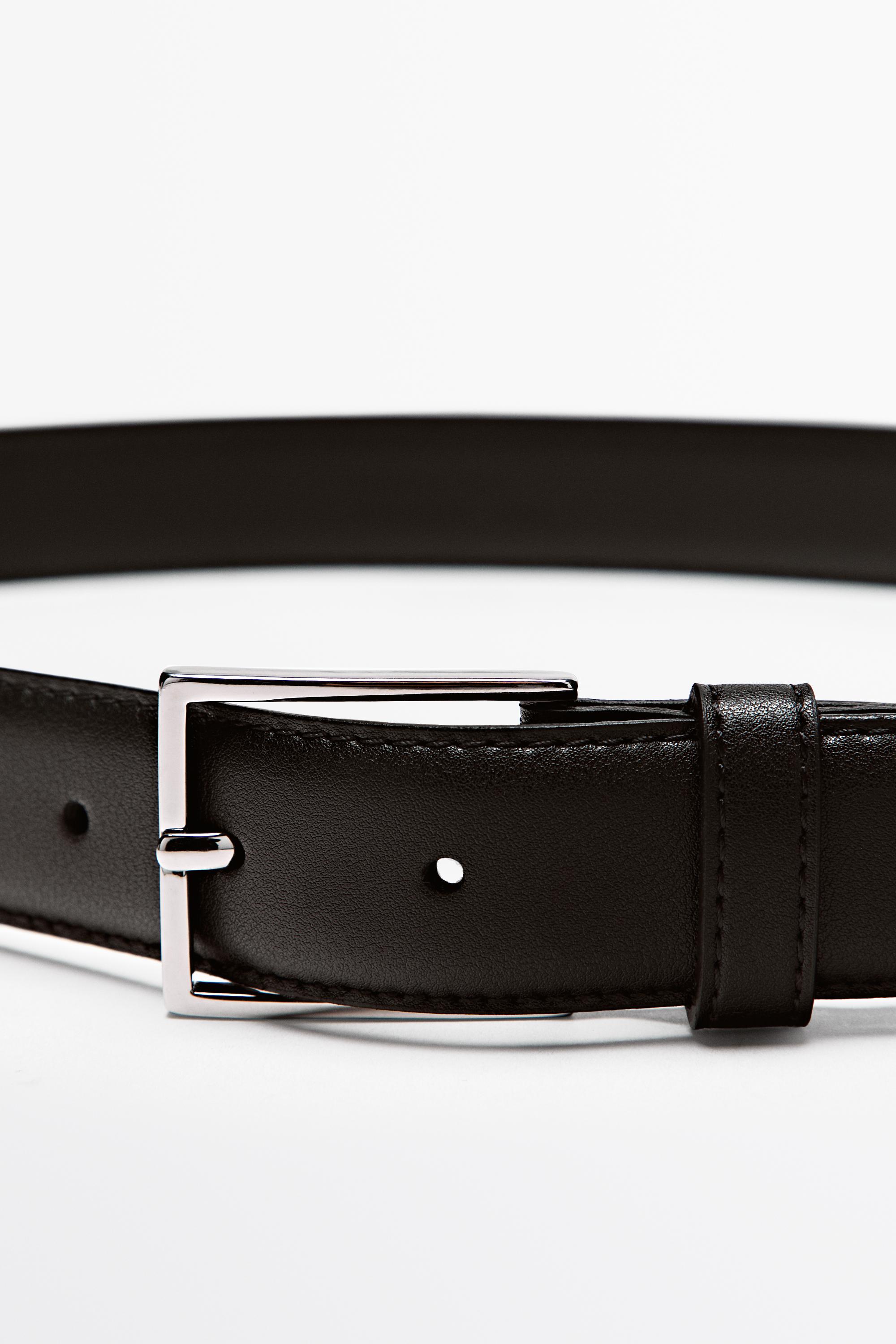 Smart nappa leather belt with topstitching